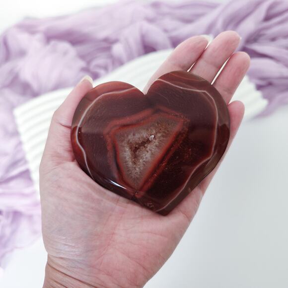 Druzy Carnelian Heart Crystal Carving Strength Crystals - Picture 9 of 10